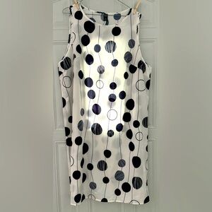 Emery Rose White/Navy Blue Polka Dot Summer Dress. 3x
